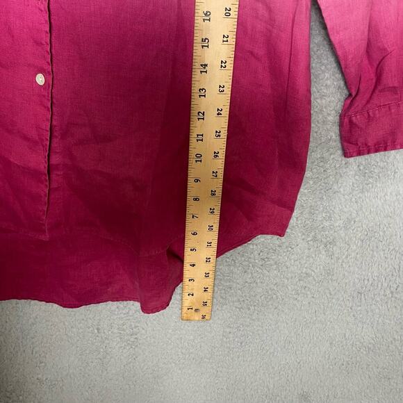 Soft Surroundings 100 linen pink ombre tunic button up tunic long sleeve beach L - Picture 10 of 10